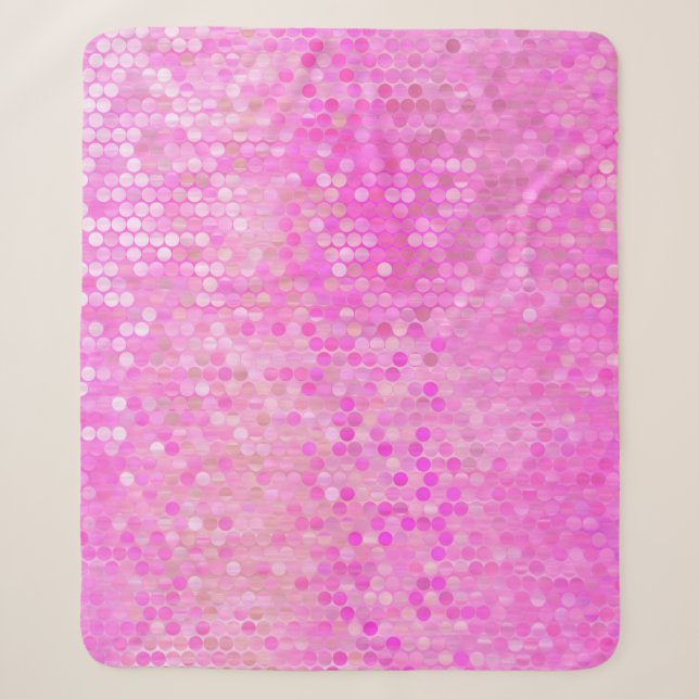 Cobertor Sherpa Abstrato cor-de-rosa brilhante com brilho (Frente)