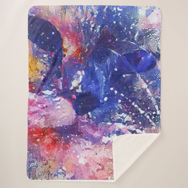 Cobertor Sherpa Abstrato Cósmico Cat Dreamscape (Frente)