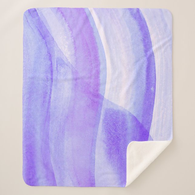 Cobertor Sherpa Abstrato de Aquarela de Lagos Azul (Frente)