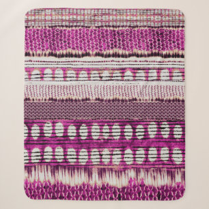 Cobertor Sherpa Abstrato de Fronteira Étnica de Fuchsia