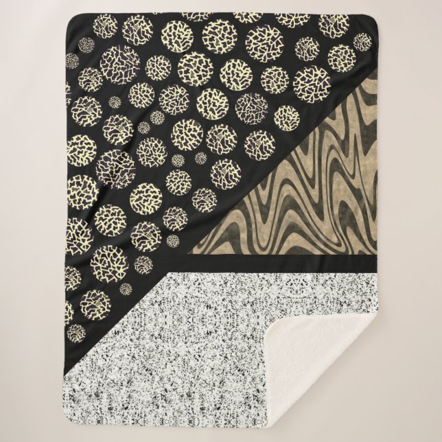 Cobertor Sherpa Abstrato de mármore preto (Frente)