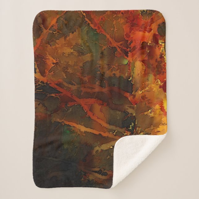 Cobertor Sherpa Abstrato de outono Profundo (Frente)