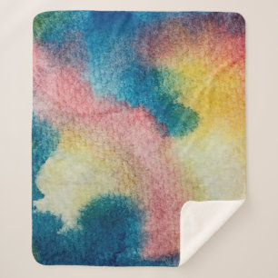 Cobertor Sherpa Abstrato de tinta colorida brilhante e aquarela