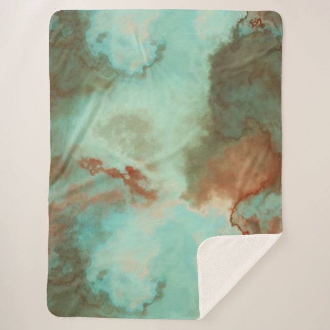 Cobertor Sherpa Abstrato de Turiquesa e Mármaco (Frente)
