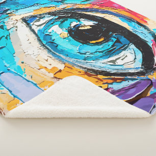 Cobertor Sherpa Abstrato Digital Oil Painting of Beauful Eyes