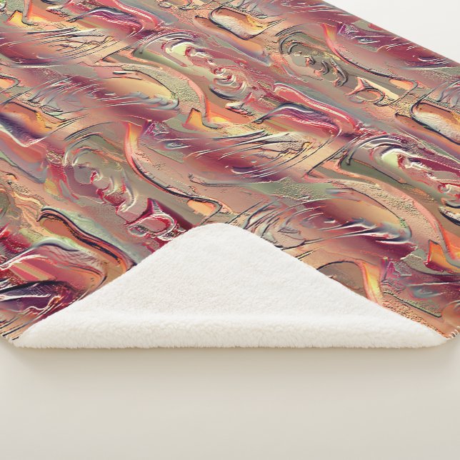 Cobertor Sherpa Abstrato entalhado em salmão e gradiente vermelho (3/4)