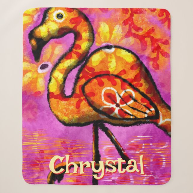Cobertor Sherpa Abstrato Flamingo Bird Personalizado (Frente)