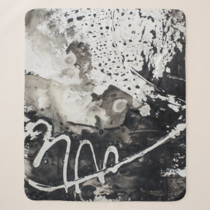 Cobertor Sherpa Abstrato fundo preto e branco