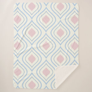 Cobertor Sherpa Abstrato geométrica, azul, rosa e esbranquiçada