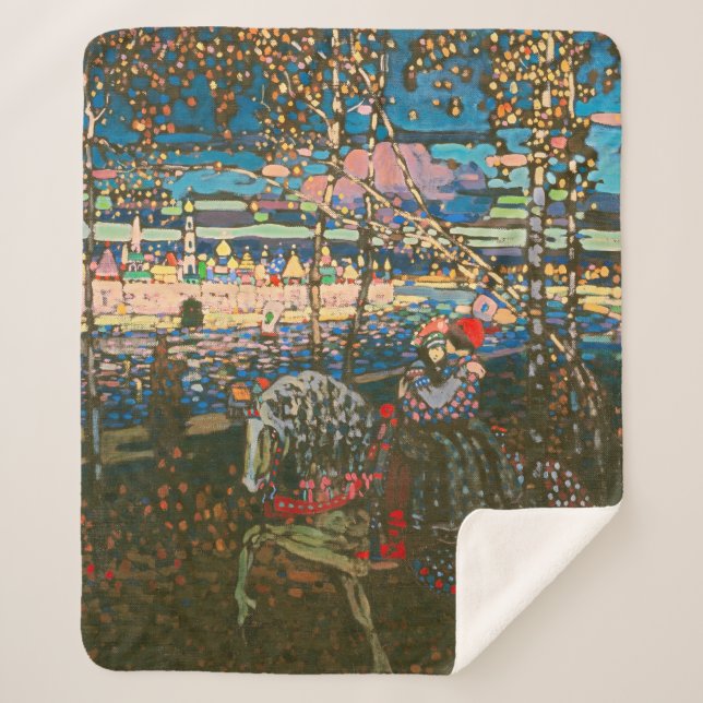 Cobertor Sherpa Abstrato Kandinsky Casal Anel Colorido (Frente)