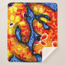 Cobertor Sherpa Abstrato Koi Goldfish Laranja Azul Floral