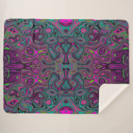 Cobertor Sherpa Abstrato Magenta e azul-lacrimogênio