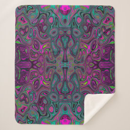 Cobertor Sherpa Abstrato Magenta e azul-lacrimogênio