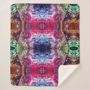 Cobertor Sherpa Abstrato mágica flores cor-de-rosa-laranja azul