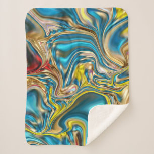 Cobertor Sherpa abstrato marble espirra azul-azul-turquesa-lacrime