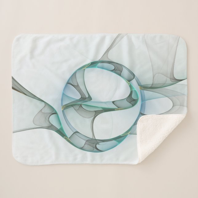 Cobertor Sherpa Abstrato moderna Cinza azul-turquesa (Frente (Horizontal))