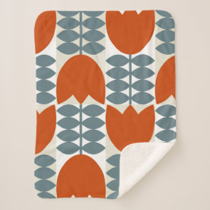 Cobertor Sherpa Abstrato moderno geométrico com flores estilizada