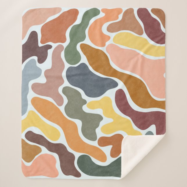 Cobertor Sherpa Abstrato moderno, ilustração de tons de terra. (Frente)