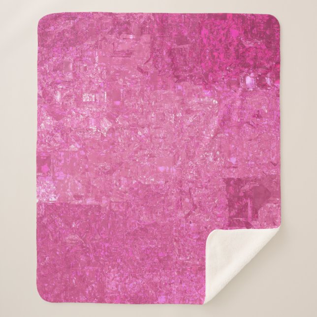 Cobertor Sherpa Abstrato Mosaico cor-de-rosa brilhante (Frente)