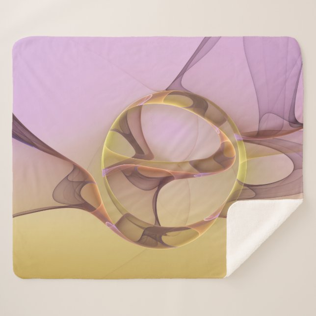 Cobertor Sherpa Abstrato motiva arte frontal rosa moderna Ouro ros (Frente (Horizontal))