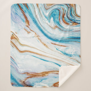 Cobertor Sherpa Abstrato Ocean Luxury Marble Swirls