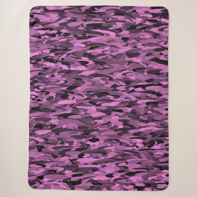 Cobertor Sherpa Abstrato Padrão preto roxo (Frente)