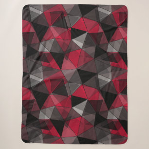 Cobertor Sherpa Abstrato, preto e vermelho, triângulo, geométric