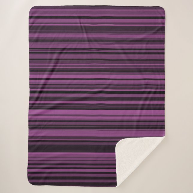 Cobertor Sherpa Abstrato Purple Black Stripes (Frente)