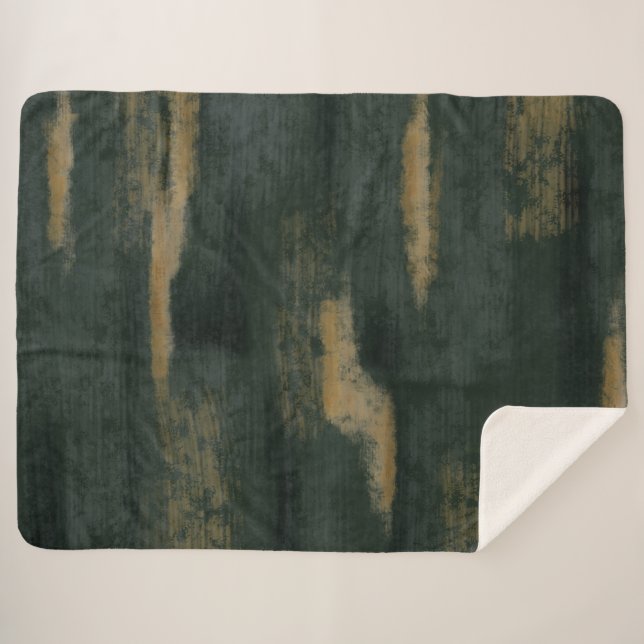 Cobertor Sherpa Abstrato Soft apresenta verde profundo e Dourado S (Frente (Horizontal))