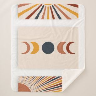 Cobertor Sherpa Abstrato Sun Moon Boho Posters