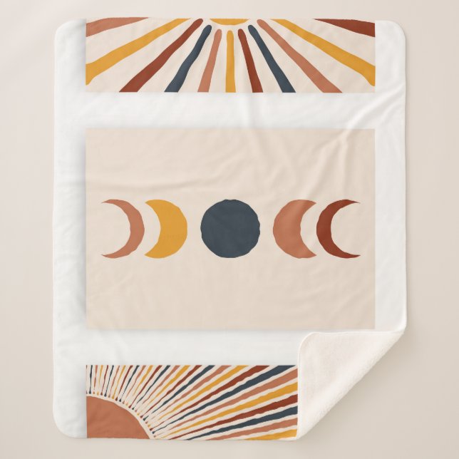 Cobertor Sherpa Abstrato Sun Moon Boho Posters (Frente)