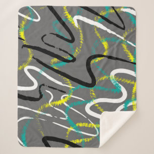 Cobertor Sherpa Abstrato Urban: Grunge Wave Lines.
