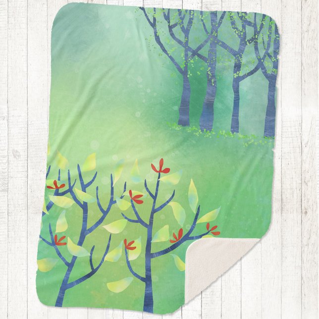 Cobertor Sherpa Abstrato Verde Paisagem (Abstract green contemporary landscape painting sherpa fleece blanket)