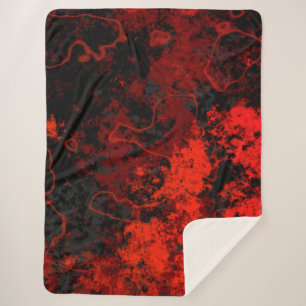 Cobertor Sherpa Abstrato vermelho, preto e Cinza