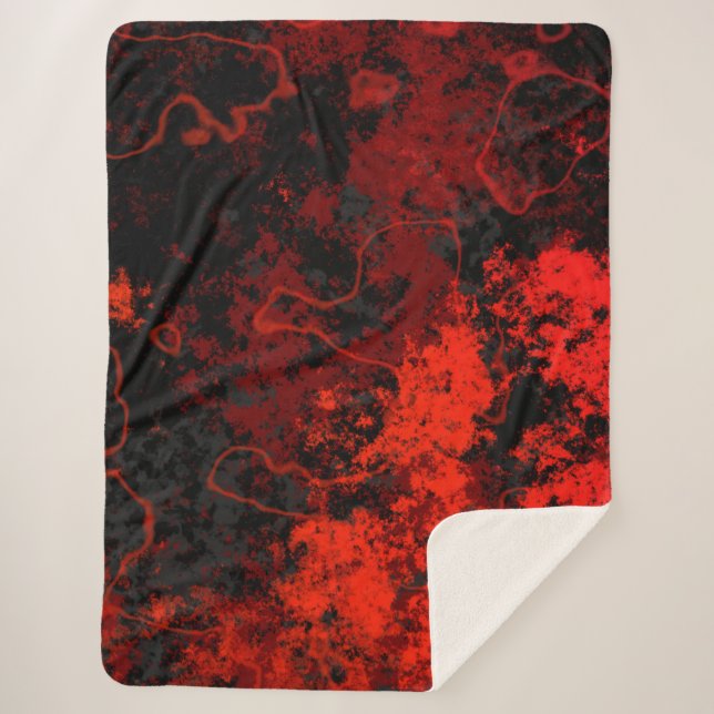 Cobertor Sherpa Abstrato vermelho, preto e Cinza (Frente)
