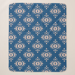 Cobertor Sherpa Abstrato vintage damask blue background