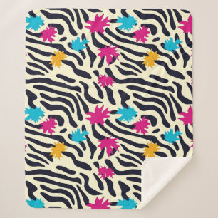 Cobertor Sherpa Abstrato Zebra Stripes com pintura folha