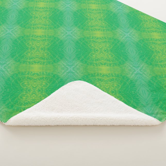 Cobertor Sherpa Aceitação | Medalhões de Boho Azul Amarelo (3/4)