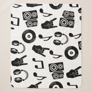 Cobertor Sherpa Acessórios Musicais: Padrão de Vintagem Monocromát
