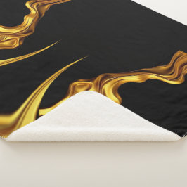 Cobertor Sherpa Achempong Opulent Swirl Liquid Luxury Gold Black