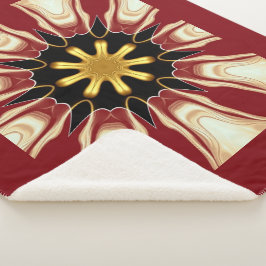 Cobertor Sherpa Achempong: Starburst Blanket | Deep Crimson & Gold