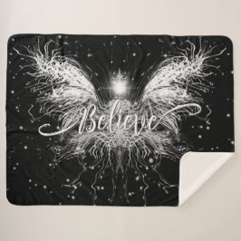 Cobertor Sherpa Acredite em Fada Starlight Fantasy Black