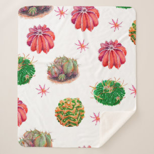 Cobertor Sherpa ?actus sem costura, padrão floral, wallpap