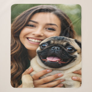 Cobertor Sherpa Adicionar Foto de Pug Personalizar Customizar
