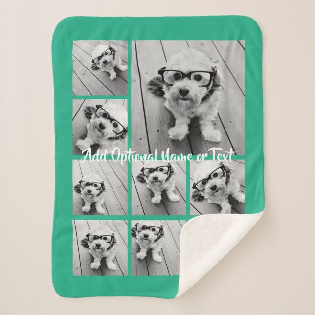 Cobertor Sherpa Adicione sua própria colagem de 9 fotos — PODE edi (Frente)