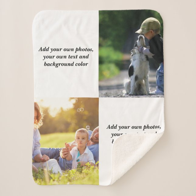 Cobertor Sherpa Adicione suas próprias fotos, texto e plano de fun (Frente)