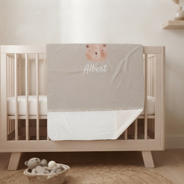 Cobertor Sherpa Adorable Customizable Baby Blanket with Bear  (Criador carregado)