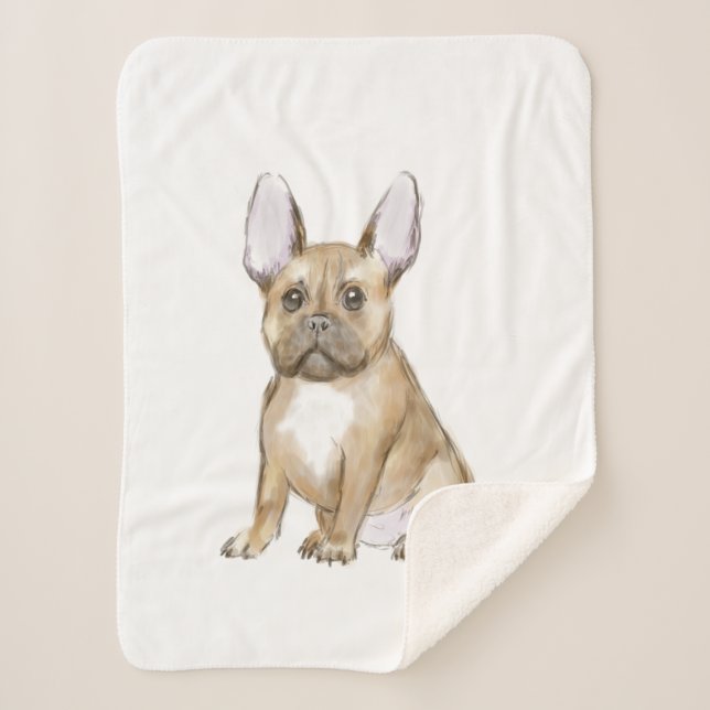 Cobertor Sherpa Adorable french bulldog puppy (Frente)
