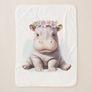 Cobertor Sherpa Adorável Bebê Hippopotamus
