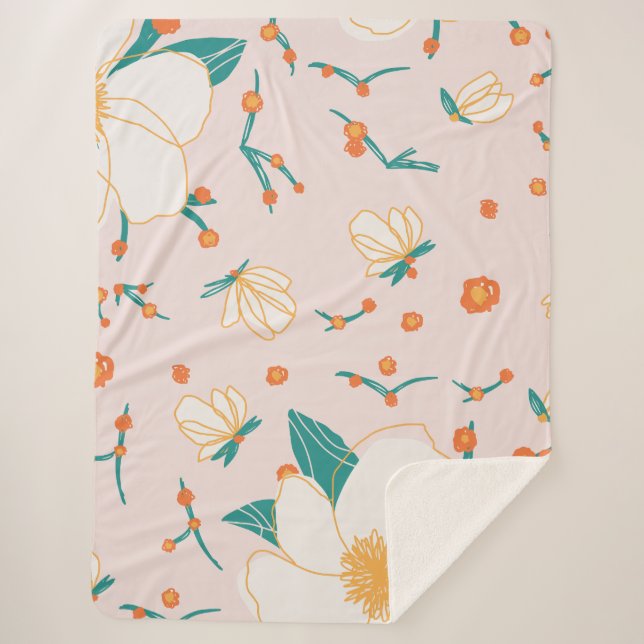Cobertor Sherpa Adorável flor selvagem pastel elegante bebê giro (Frente)